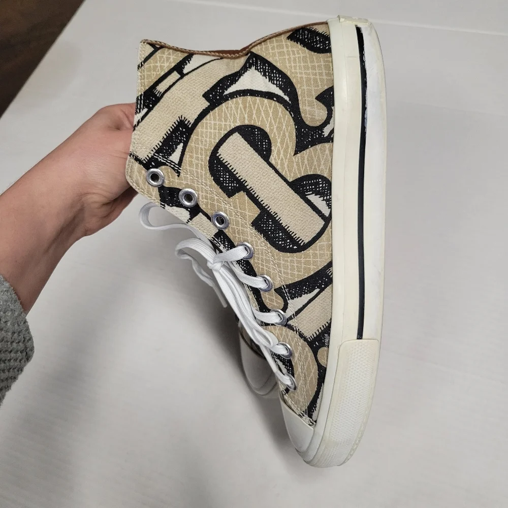 Burberry Mens Monogram-print High-top Sneakers In Neutrals Size 43 10 - Picture 4 of 13
